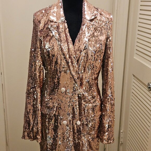 Endless Rose Double Breasted Blazer/Dress Rose Gold Small - Picture 2 of 6